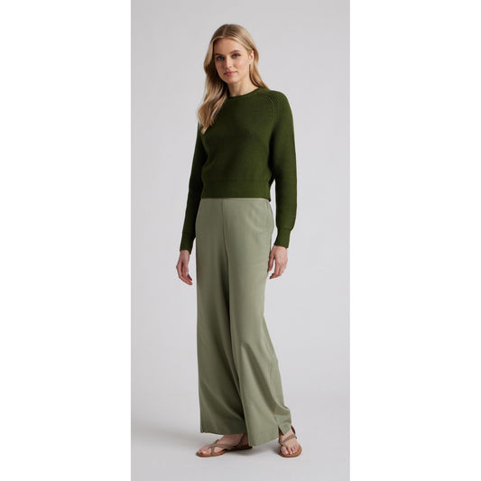 Amour Vert Sereia Silk Midi Pant in Sage